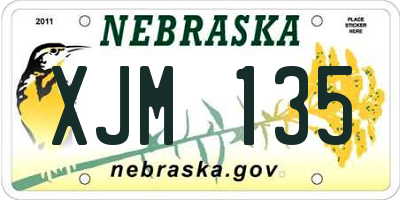 NE license plate XJM135