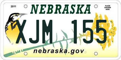 NE license plate XJM155