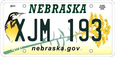 NE license plate XJM193