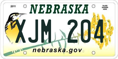NE license plate XJM204