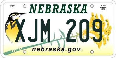 NE license plate XJM209