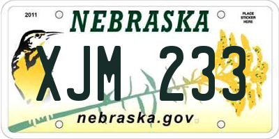 NE license plate XJM233