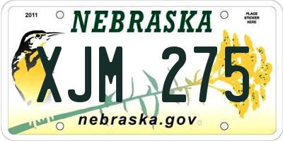NE license plate XJM275