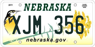 NE license plate XJM356