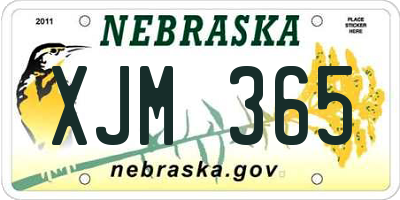 NE license plate XJM365