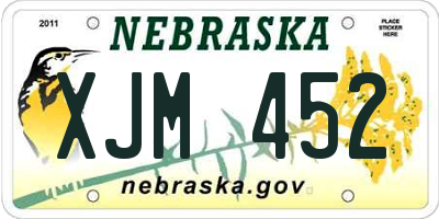 NE license plate XJM452