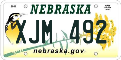 NE license plate XJM492