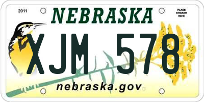 NE license plate XJM578