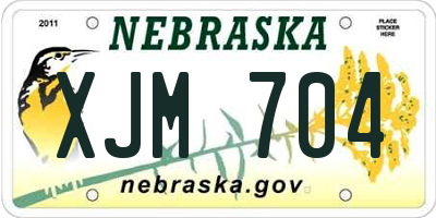 NE license plate XJM704