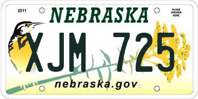NE license plate XJM725