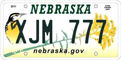 NE license plate XJM777