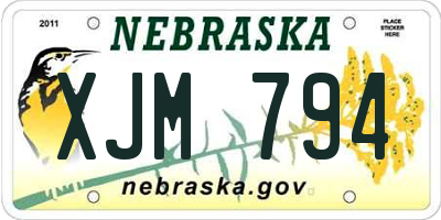 NE license plate XJM794