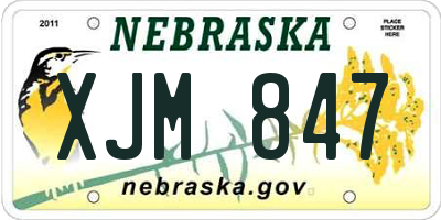NE license plate XJM847