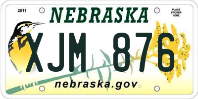 NE license plate XJM876