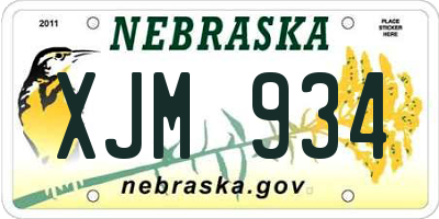 NE license plate XJM934