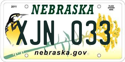 NE license plate XJN033