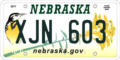 NE license plate XJN603