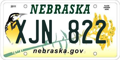 NE license plate XJN822