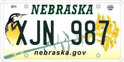 NE license plate XJN987
