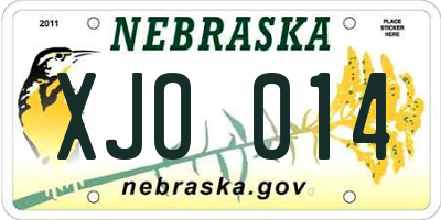 NE license plate XJO014