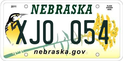 NE license plate XJO054