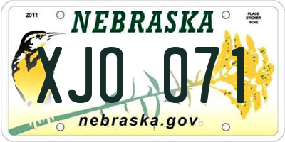 NE license plate XJO071