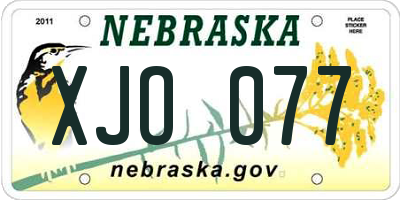 NE license plate XJO077