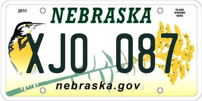 NE license plate XJO087