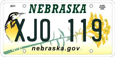 NE license plate XJO119