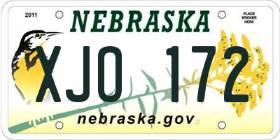 NE license plate XJO172