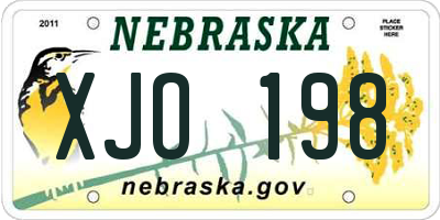 NE license plate XJO198