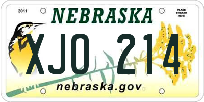 NE license plate XJO214