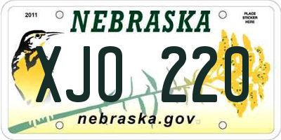 NE license plate XJO220