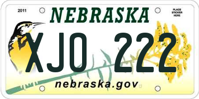 NE license plate XJO222