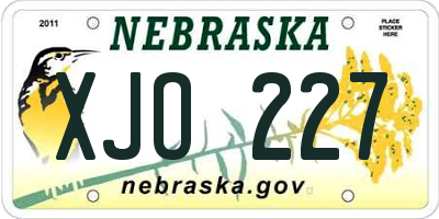 NE license plate XJO227
