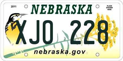 NE license plate XJO228