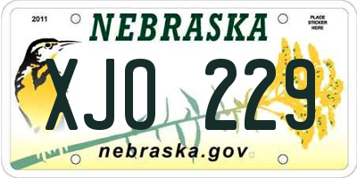 NE license plate XJO229
