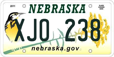 NE license plate XJO238
