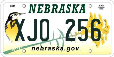 NE license plate XJO256