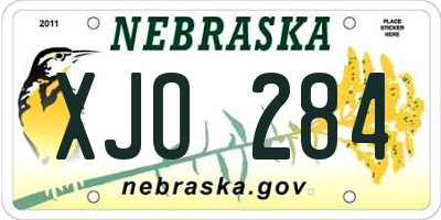 NE license plate XJO284