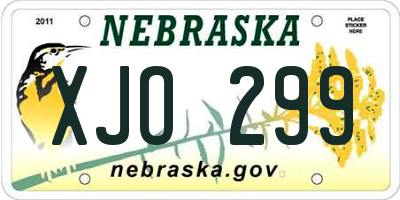 NE license plate XJO299