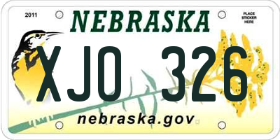NE license plate XJO326