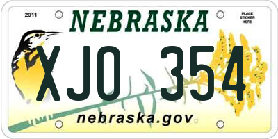 NE license plate XJO354