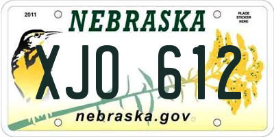 NE license plate XJO612