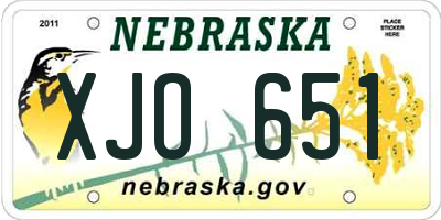 NE license plate XJO651