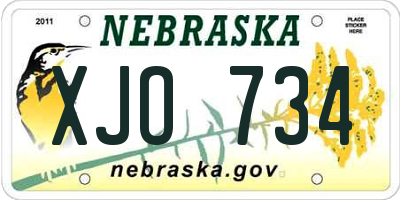 NE license plate XJO734