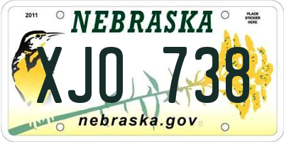 NE license plate XJO738