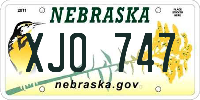 NE license plate XJO747