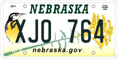 NE license plate XJO764