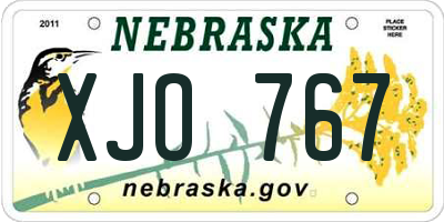 NE license plate XJO767